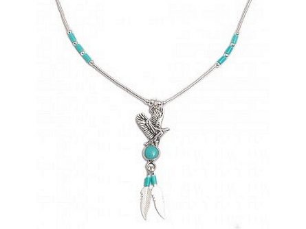 eagle and turquoise necklace close up