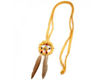 tan medicine wheel leather necklace