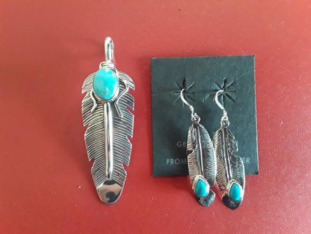 Silver Feather Necklace or Earrings