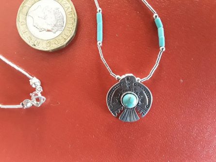 Silver Peyote Bird Necklace