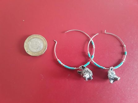 Large Silver Wolf Hoop Earrings - Image 2