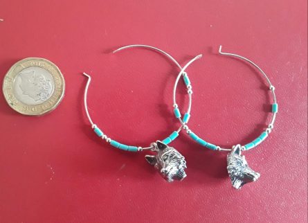 Large Silver Wolf Hoop Earrings - Image 4