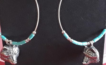 Large Silver Wolf Hoop Earrings - Image 5