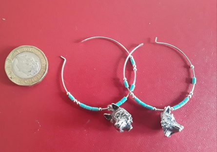 Large Silver Wolf Hoop Earrings - Image 6