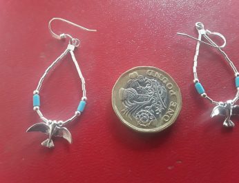 Eagle on silver loop earrings 2