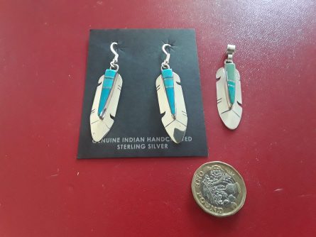 Feather earrings and nlace F Yazzie 2