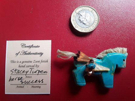 Turquoise Zuni Horse with arrow and feather 1