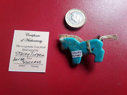 Turquoise Zuni Horse with arrow and feather 2