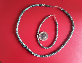 Kingman Turquoise chip necklace and bracelet 2