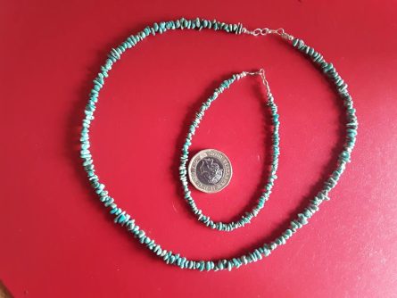 Kingman Turquoise chip necklace and bracelet 2